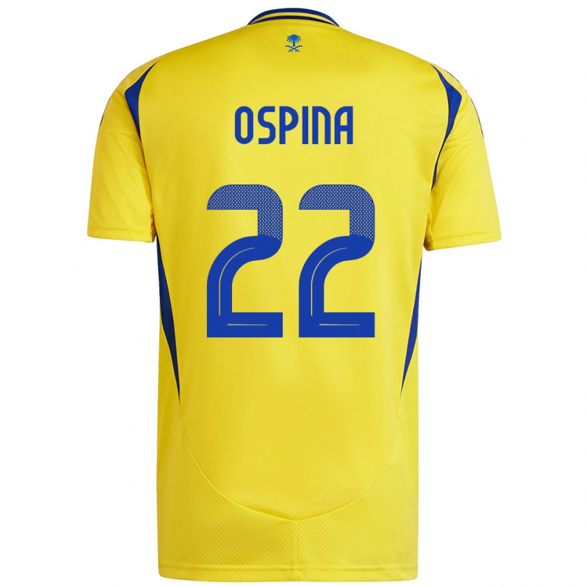 Kandiny Hombre Camiseta David Ospina #22 Amarillo Azul 1ª Equipación 2024/25 La Camisa Chile