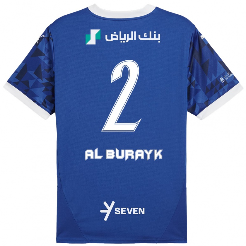 Kandiny Hombre Camiseta Mohammed Al-Burayk #2 Azul Oscuro Blanco 1ª Equipación 2024/25 La Camisa Chile