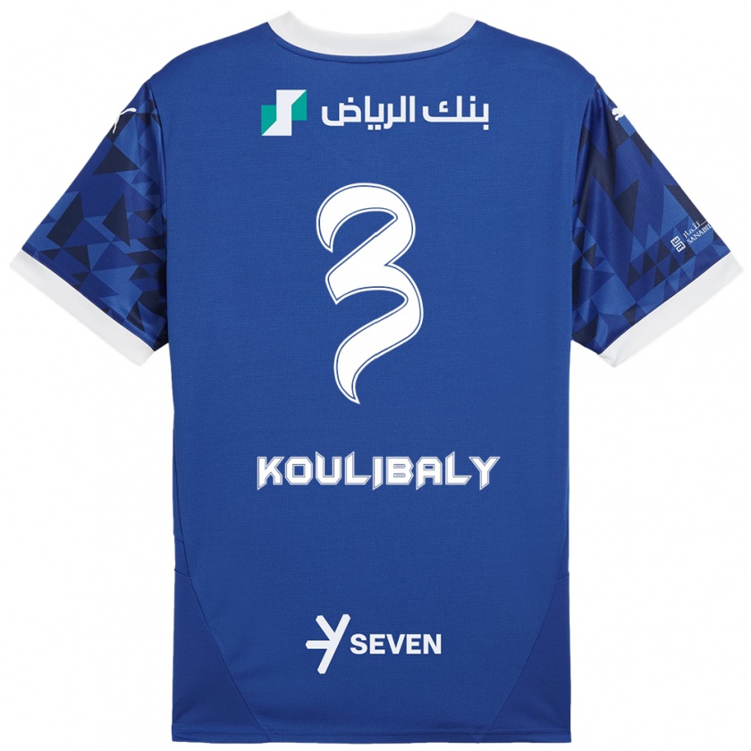 Kandiny Hombre Camiseta Kalidou Koulibaly #3 Azul Oscuro Blanco 1ª Equipación 2024/25 La Camisa Chile