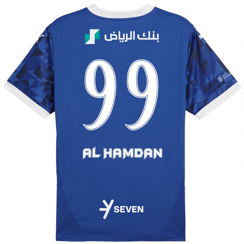 Kandiny Hombre Camiseta Abdullah Al-Hamdan #99 Azul Oscuro Blanco 1ª Equipación 2024/25 La Camisa Chile