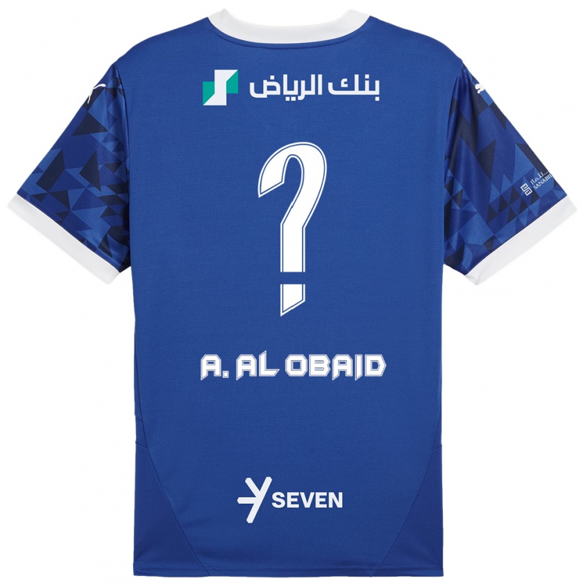 Kandiny Hombre Camiseta Abdulrahman Al-Obaid #0 Azul Oscuro Blanco 1ª Equipación 2024/25 La Camisa Chile