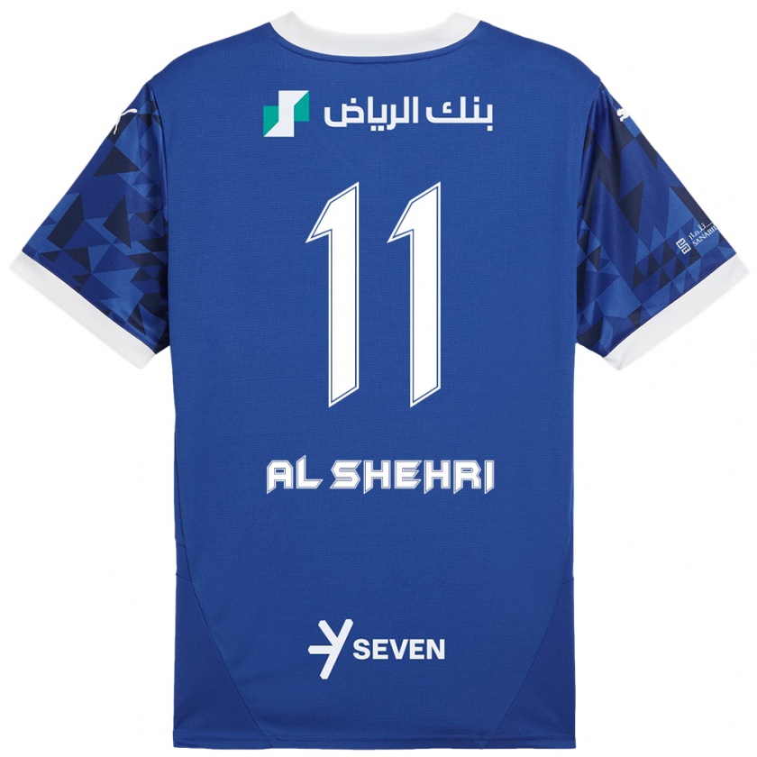 Kandiny Hombre Camiseta Saleh Al-Shehri #11 Azul Oscuro Blanco 1ª Equipación 2024/25 La Camisa Chile