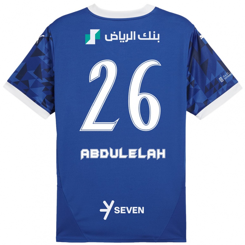 Kandiny Hombre Camiseta Abdulelah Al-Malki #26 Azul Oscuro Blanco 1ª Equipación 2024/25 La Camisa Chile