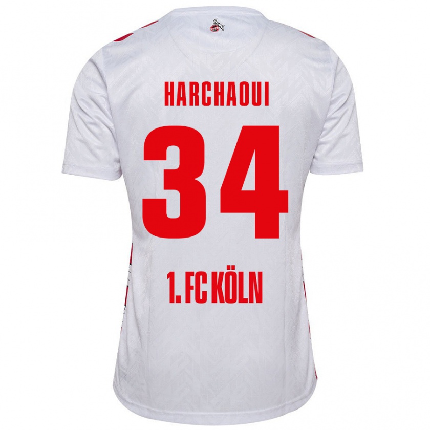 Kandiny Hombre Camiseta Fayssal Harchaoui #34 Blanco Rojo 1ª Equipación 2024/25 La Camisa Chile