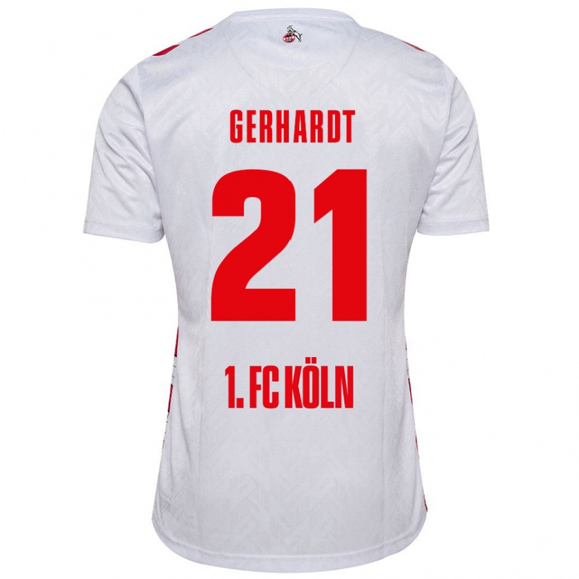 Kandiny Hombre Camiseta Anna Gerhardt #21 Blanco Rojo 1ª Equipación 2024/25 La Camisa Chile