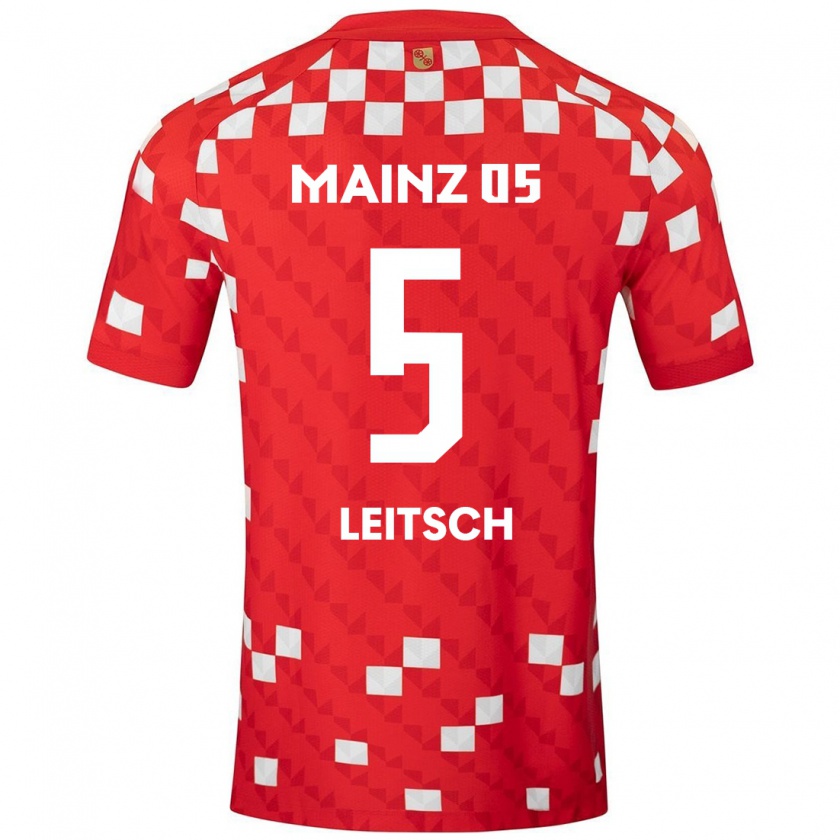 Kandiny Hombre Camiseta Maxim Leitsch #5 Blanco Rojo 1ª Equipación 2024/25 La Camisa Chile