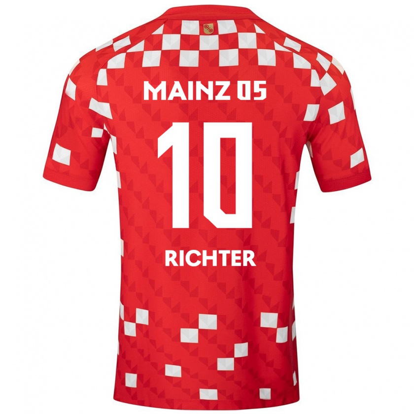 Kandiny Hombre Camiseta Marco Richter #10 Blanco Rojo 1ª Equipación 2024/25 La Camisa Chile