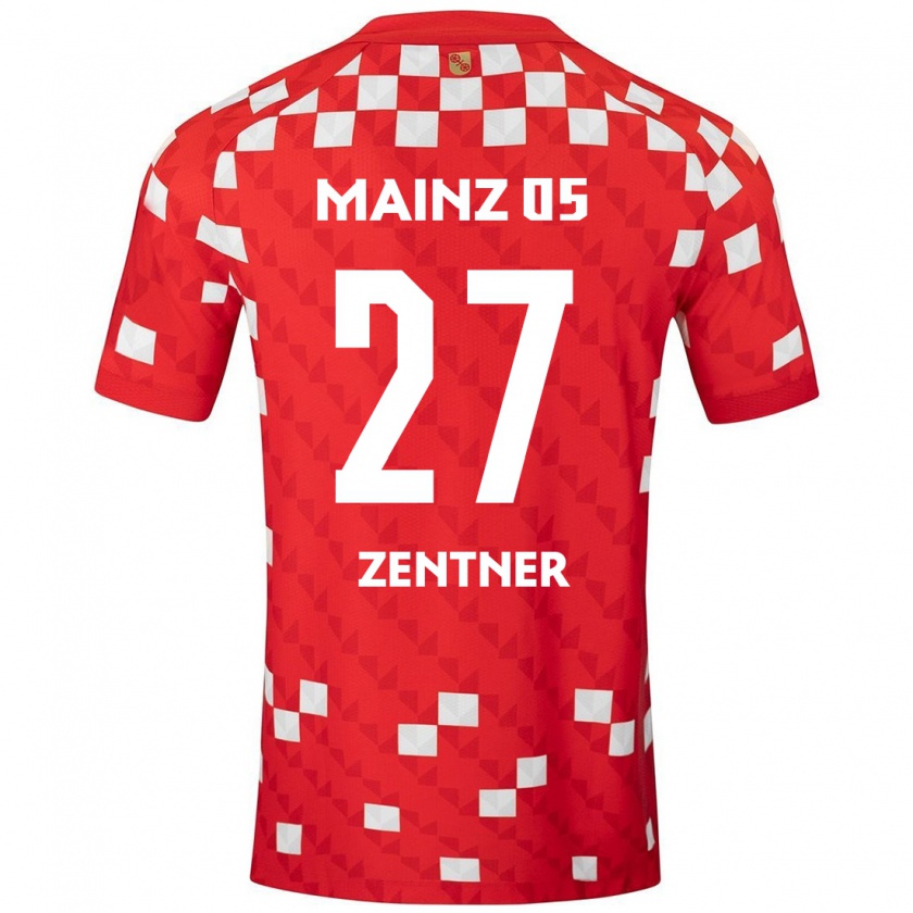 Kandiny Hombre Camiseta Robin Zentner #27 Blanco Rojo 1ª Equipación 2024/25 La Camisa Chile