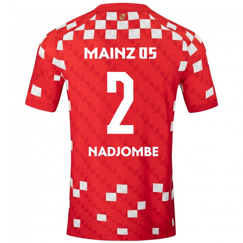 Kandiny Hombre Camiseta Jean-Marie Nadjombe #2 Blanco Rojo 1ª Equipación 2024/25 La Camisa Chile