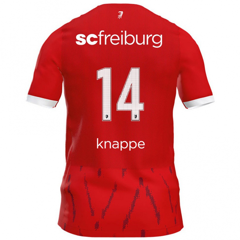 Kandiny Hombre Camiseta Davino Knappe #14 Rojo 1ª Equipación 2024/25 La Camisa Chile