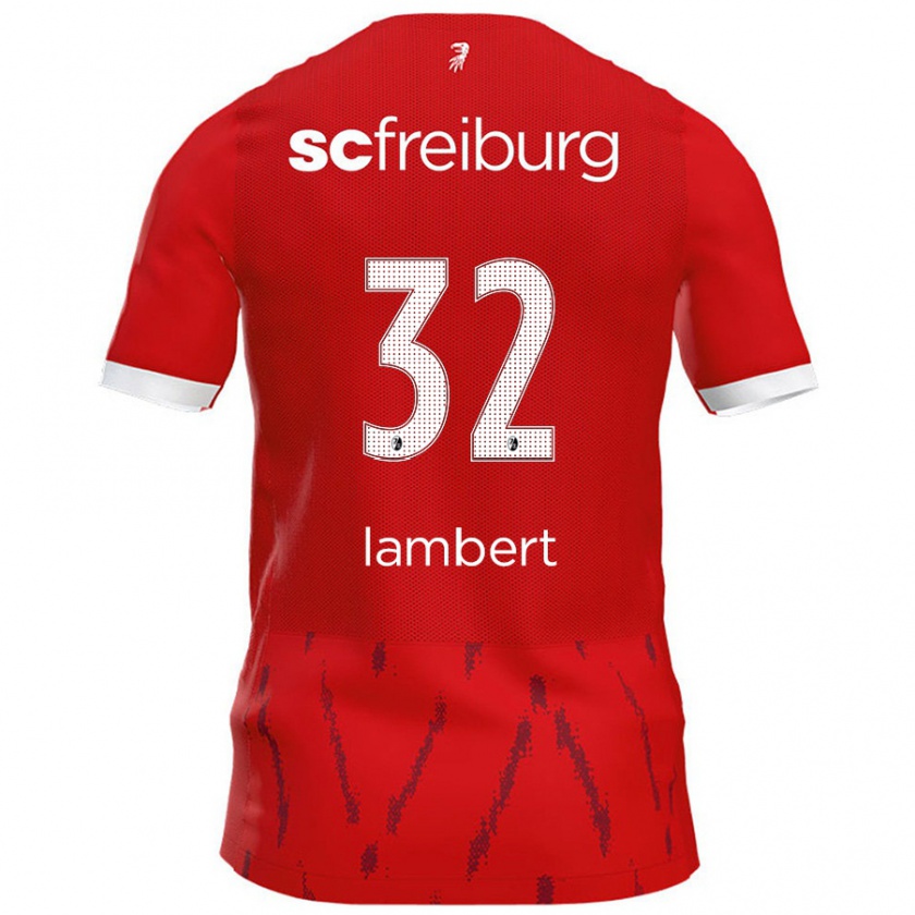 Kandiny Hombre Camiseta Gabrielle Lambert #32 Rojo 1ª Equipación 2024/25 La Camisa Chile