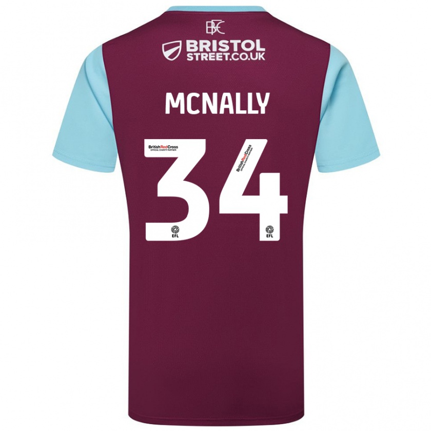 Kandiny Hombre Camiseta Luke Mcnally #34 Borgoña Azul Cielo 1ª Equipación 2024/25 La Camisa Chile