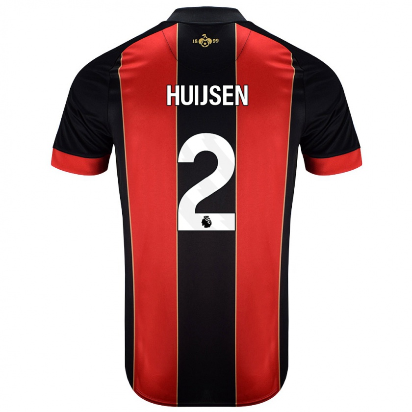 Kandiny Hombre Camiseta Dean Huijsen #2 Rojo Negro 1ª Equipación 2024/25 La Camisa Chile