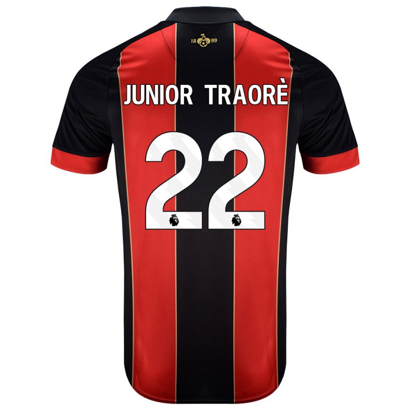 Kandiny Hombre Camiseta Hamed Junior Traorè #22 Rojo Negro 1ª Equipación 2024/25 La Camisa Chile