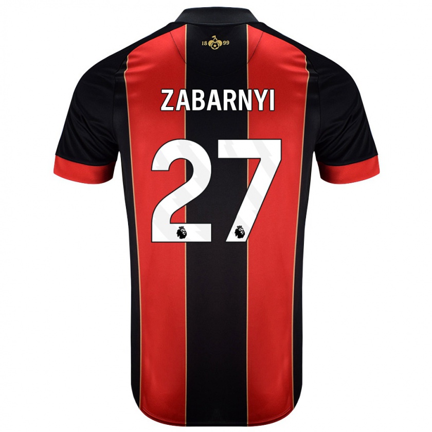 Kandiny Hombre Camiseta Ilya Zabarnyi #27 Rojo Negro 1ª Equipación 2024/25 La Camisa Chile