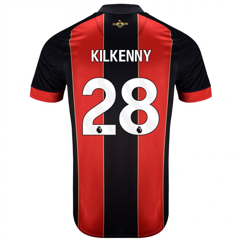 Kandiny Hombre Camiseta Gavin Kilkenny #28 Rojo Negro 1ª Equipación 2024/25 La Camisa Chile