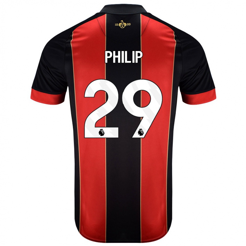 Kandiny Hombre Camiseta Philip Billing #29 Rojo Negro 1ª Equipación 2024/25 La Camisa Chile