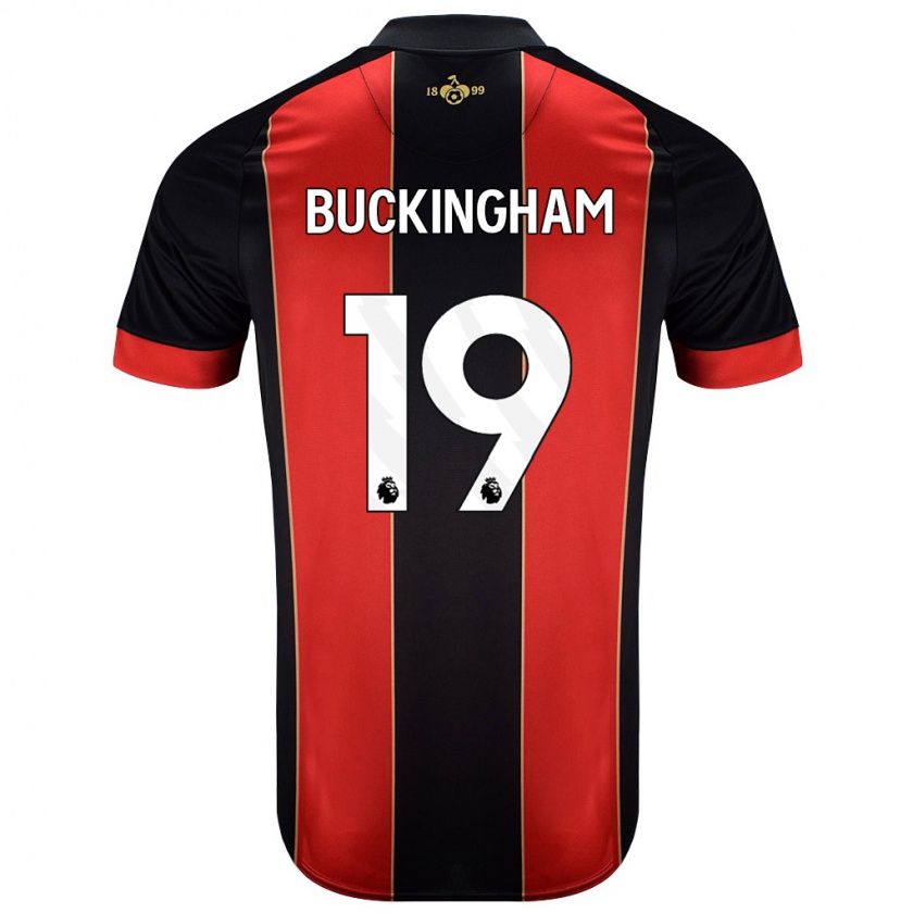 Kandiny Hombre Camiseta Alisha Buckingham #19 Rojo Negro 1ª Equipación 2024/25 La Camisa Chile