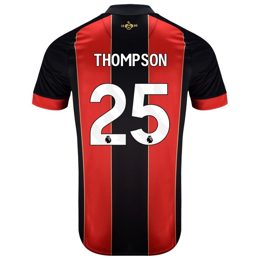 Kandiny Hombre Camiseta Kenni Thompson #25 Rojo Negro 1ª Equipación 2024/25 La Camisa Chile