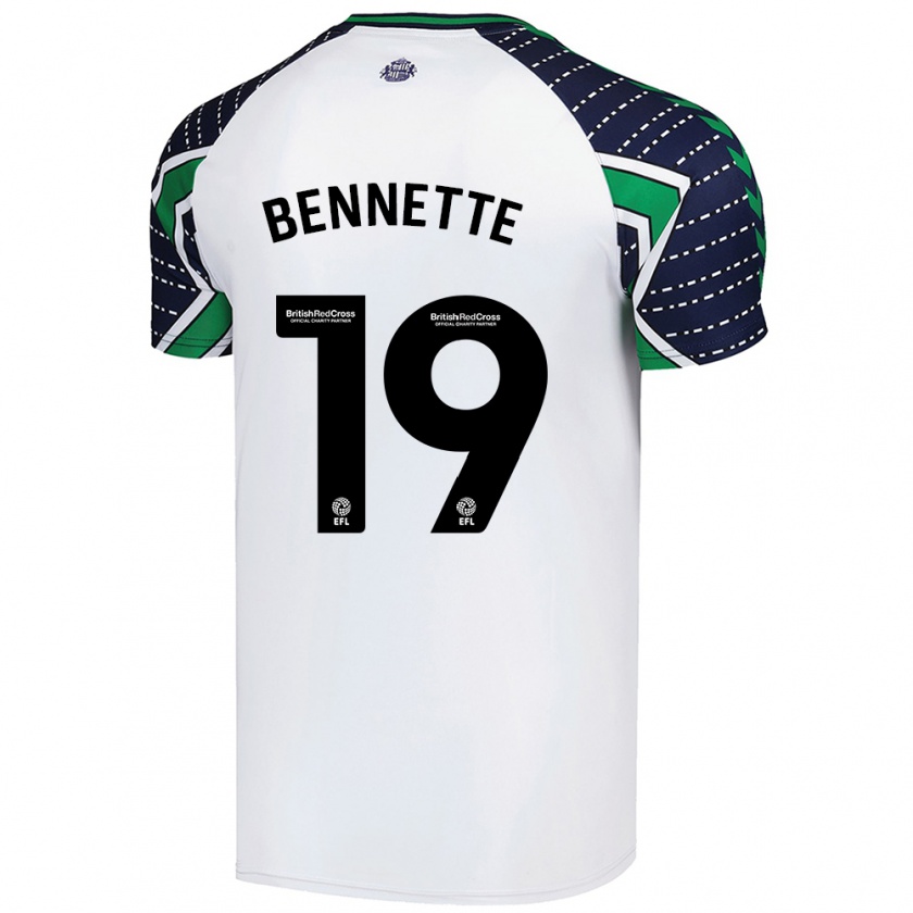 Kandiny Hombre Camiseta Jewison Bennette #19 Blanco 2ª Equipación 2024/25 La Camisa Chile