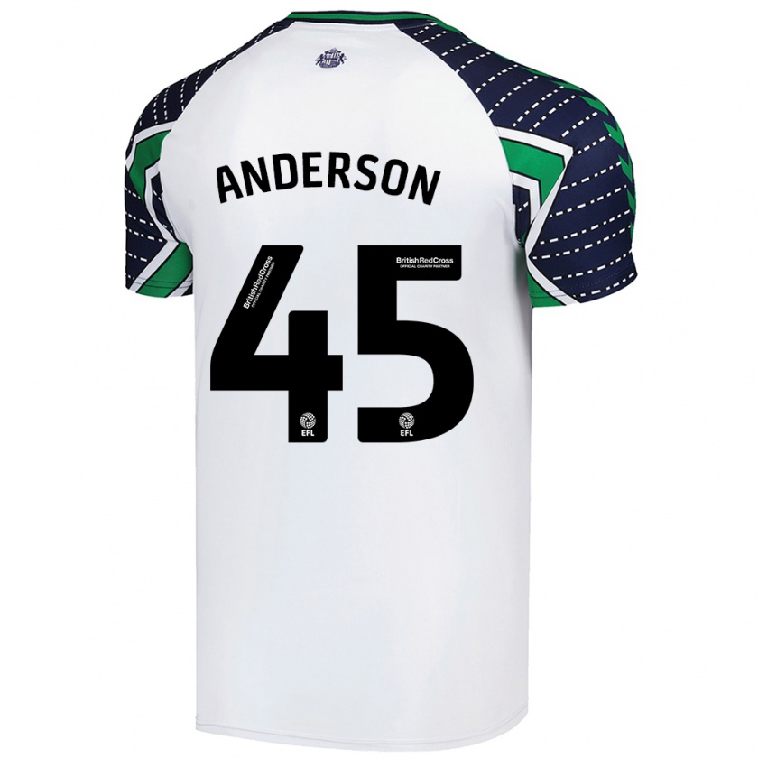 Kandiny Hombre Camiseta Joe Anderson #45 Blanco 2ª Equipación 2024/25 La Camisa Chile