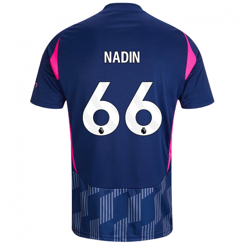 Kandiny Hombre Camiseta Jack Nadin #66 Azul Real Rosa 2ª Equipación 2024/25 La Camisa Chile