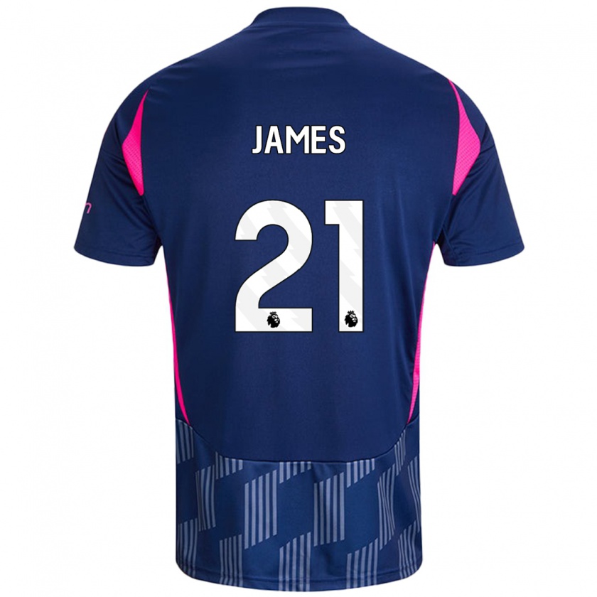 Kandiny Hombre Camiseta Hayley James #21 Azul Real Rosa 2ª Equipación 2024/25 La Camisa Chile