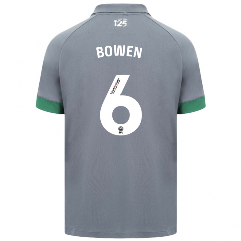 Kandiny Hombre Camiseta Megan Bowen #6 Gris Oscuro 2ª Equipación 2024/25 La Camisa Chile