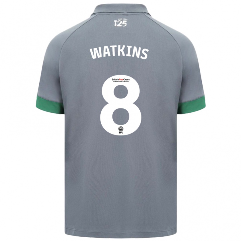 Kandiny Hombre Camiseta Seren Watkins #8 Gris Oscuro 2ª Equipación 2024/25 La Camisa Chile