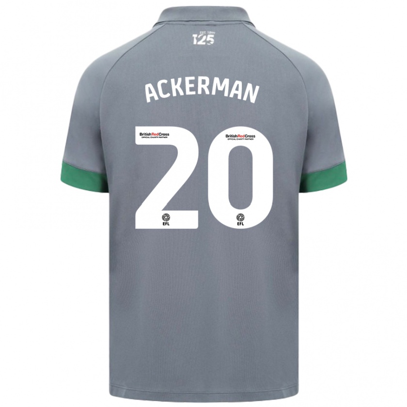 Kandiny Hombre Camiseta Mali Ackerman #20 Gris Oscuro 2ª Equipación 2024/25 La Camisa Chile