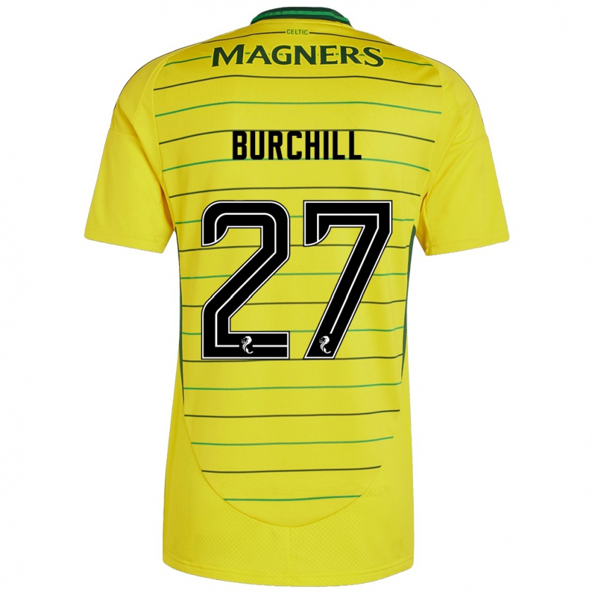 Kandiny Hombre Camiseta Tiree Burchill #27 Amarillo 2ª Equipación 2024/25 La Camisa Chile