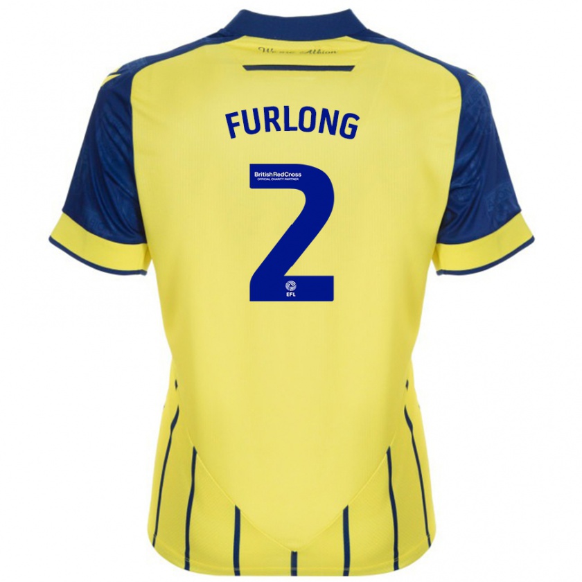 Kandiny Hombre Camiseta Darnell Furlong #2 Amarillo Azul 2ª Equipación 2024/25 La Camisa Chile