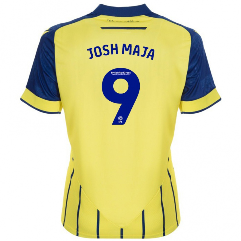 Kandiny Hombre Camiseta Josh Maja #9 Amarillo Azul 2ª Equipación 2024/25 La Camisa Chile