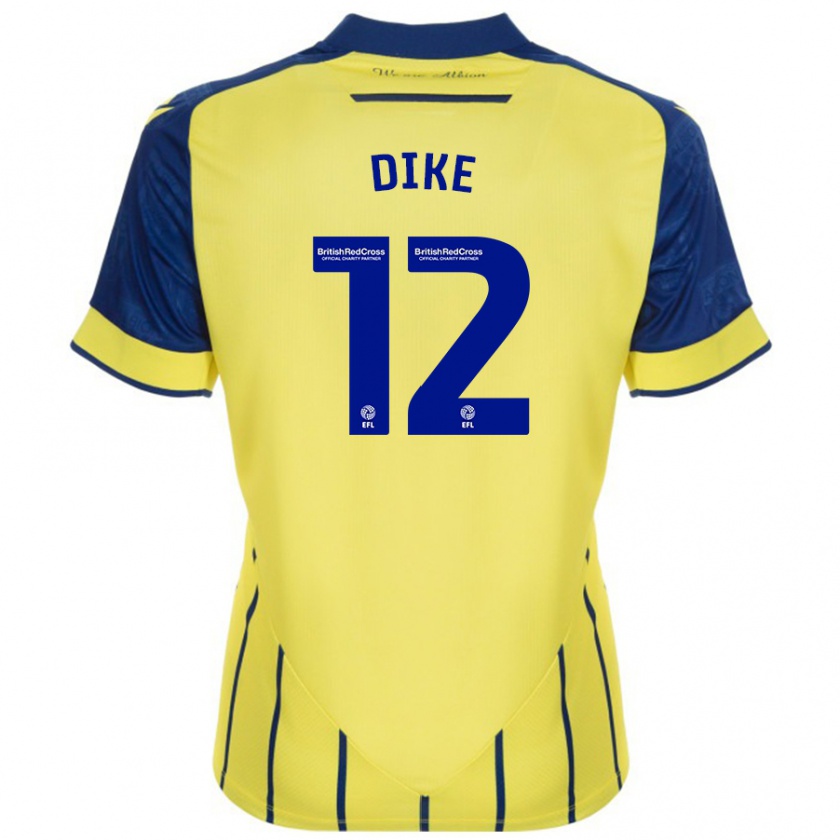 Kandiny Hombre Camiseta Daryl Dike #12 Amarillo Azul 2ª Equipación 2024/25 La Camisa Chile