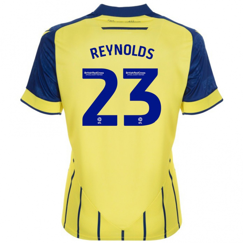 Kandiny Hombre Camiseta Taylor Reynolds #23 Amarillo Azul 2ª Equipación 2024/25 La Camisa Chile