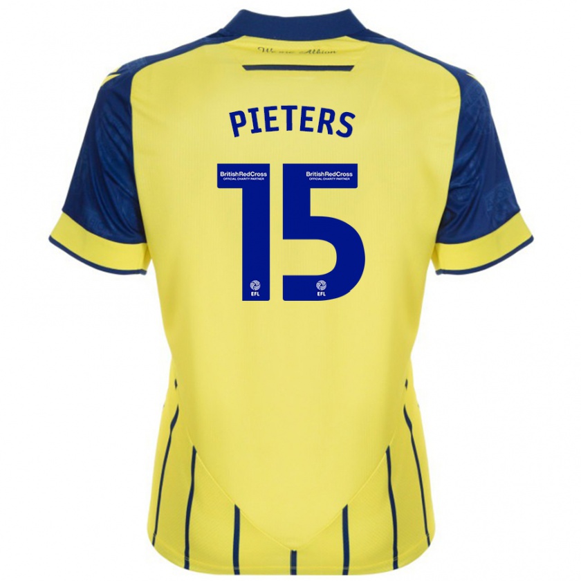 Kandiny Hombre Camiseta Erik Pieters #15 Amarillo Azul 2ª Equipación 2024/25 La Camisa Chile