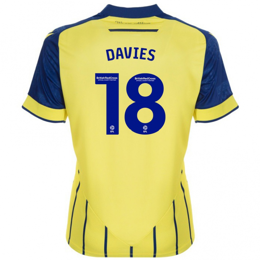 Kandiny Hombre Camiseta Jessica Davies #18 Amarillo Azul 2ª Equipación 2024/25 La Camisa Chile