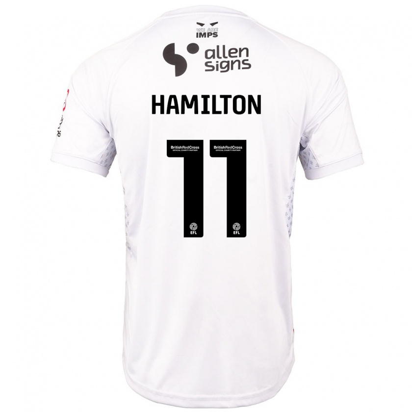 Kandiny Hombre Camiseta Ethan Hamilton #11 Rojo Blanco 2ª Equipación 2024/25 La Camisa Chile