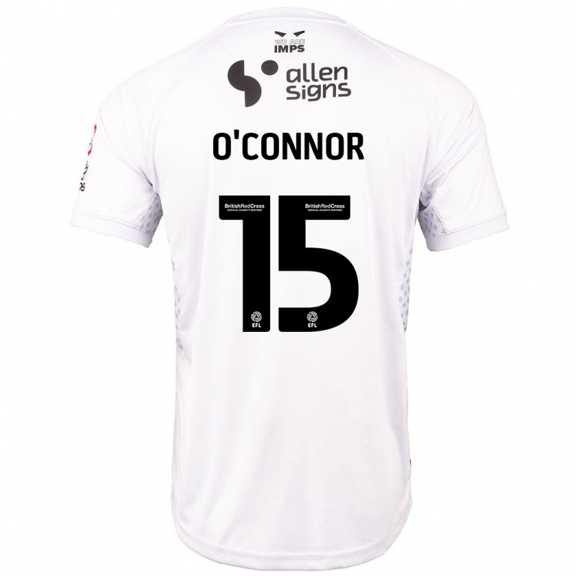 Kandiny Hombre Camiseta Paudie O'connor #15 Rojo Blanco 2ª Equipación 2024/25 La Camisa Chile