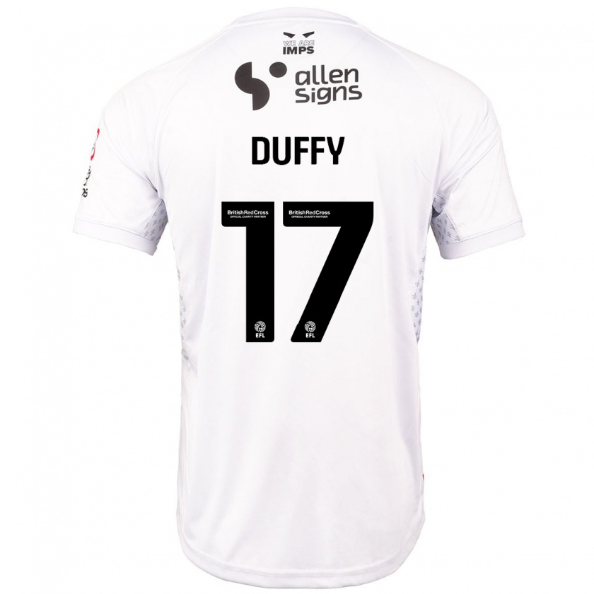 Kandiny Hombre Camiseta Dylan Duffy #17 Rojo Blanco 2ª Equipación 2024/25 La Camisa Chile