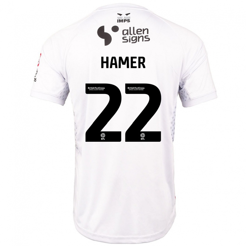 Kandiny Hombre Camiseta Tom Hamer #22 Rojo Blanco 2ª Equipación 2024/25 La Camisa Chile