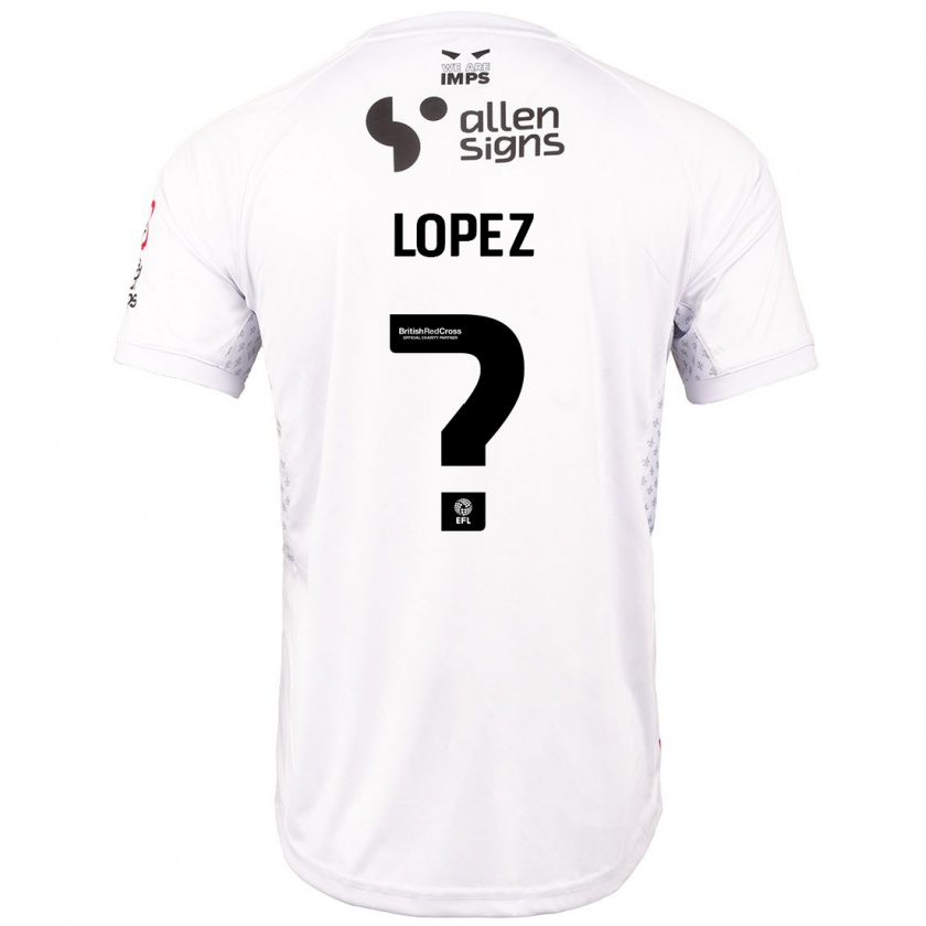 Kandiny Hombre Camiseta Jersey Lopez #0 Rojo Blanco 2ª Equipación 2024/25 La Camisa Chile