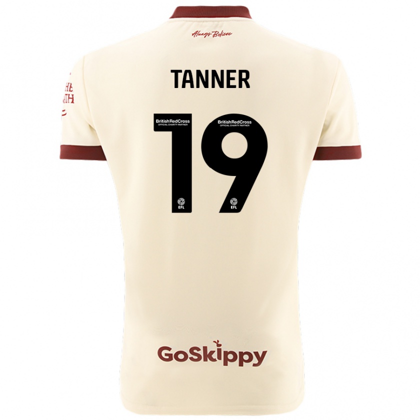 Kandiny Hombre Camiseta George Tanner #19 Crema Blanco 2ª Equipación 2024/25 La Camisa Chile