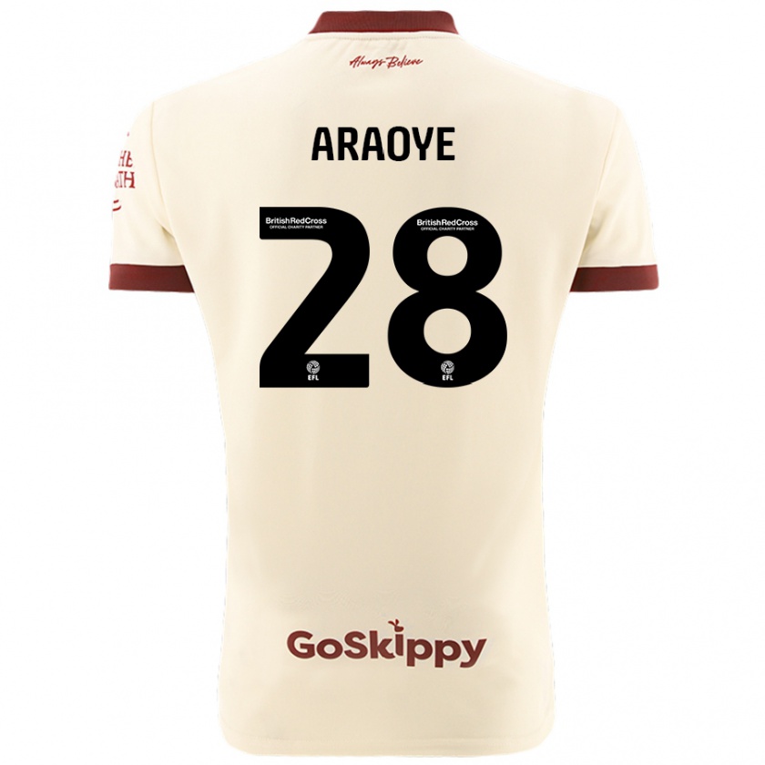 Kandiny Hombre Camiseta Raphael Araoye #28 Crema Blanco 2ª Equipación 2024/25 La Camisa Chile