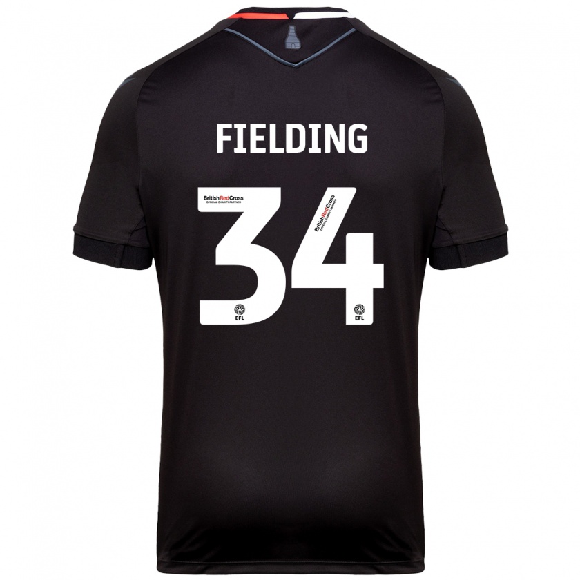 Kandiny Hombre Camiseta Frank Fielding #34 Negro 2ª Equipación 2024/25 La Camisa Chile