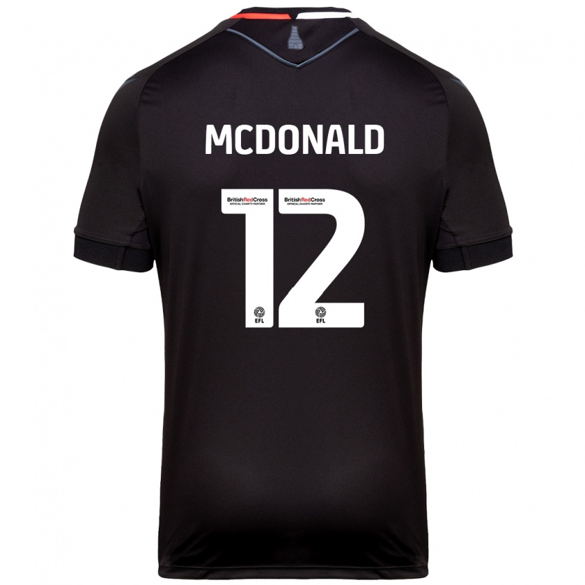 Kandiny Hombre Camiseta Kayleigh Mcdonald #12 Negro 2ª Equipación 2024/25 La Camisa Chile