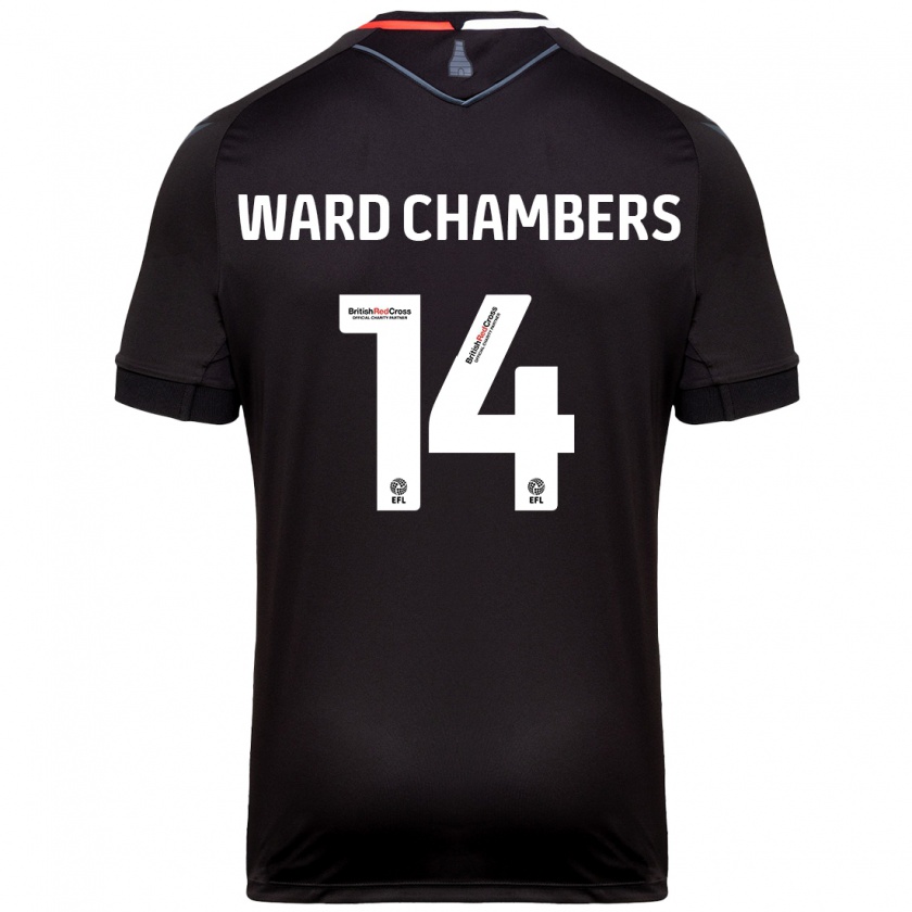 Kandiny Hombre Camiseta Courtnay Ward-Chambers #14 Negro 2ª Equipación 2024/25 La Camisa Chile