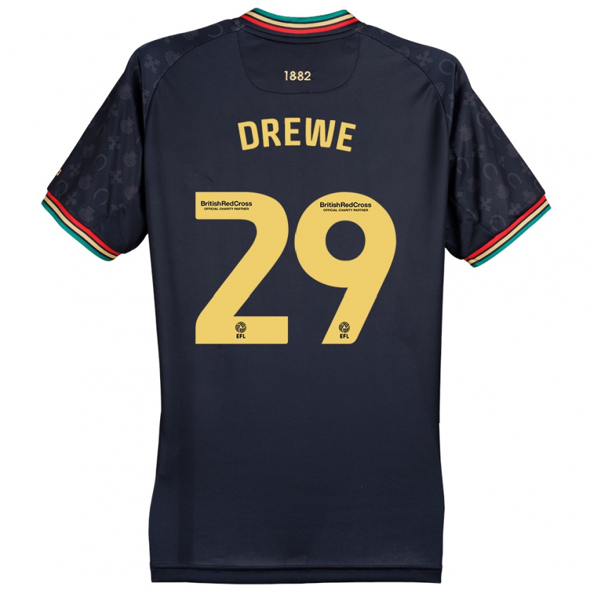 Kandiny Hombre Camiseta Aaron Drewe #29 Azul Marino Oscuro 2ª Equipación 2024/25 La Camisa Chile