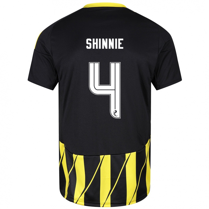 Kandiny Hombre Camiseta Graeme Shinnie #4 Negro Amarillo 2ª Equipación 2024/25 La Camisa Chile