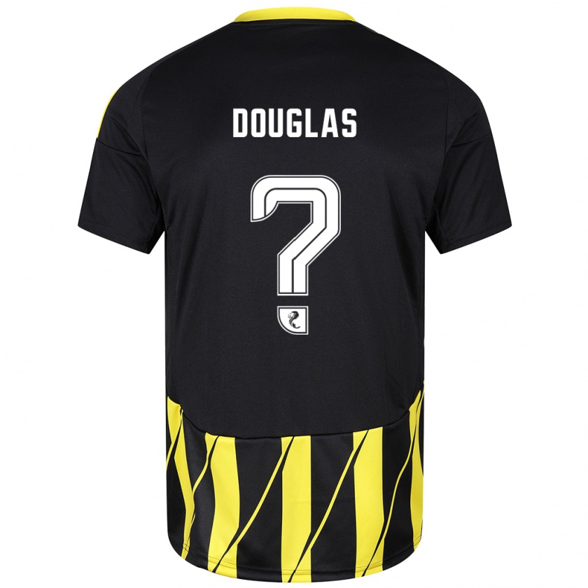 Kandiny Hombre Camiseta Connor Douglas #0 Negro Amarillo 2ª Equipación 2024/25 La Camisa Chile